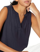 AMAZON ESSENTIALS WOMEN'S RELAXED FIT SLEEVELESS V-NECK WOVEN SHIRT - XS - NAVY - Brand New