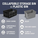 CleverMade Collapsible Storage Bins, Stackable Containers, 3PK, Tan, 32L - Like New