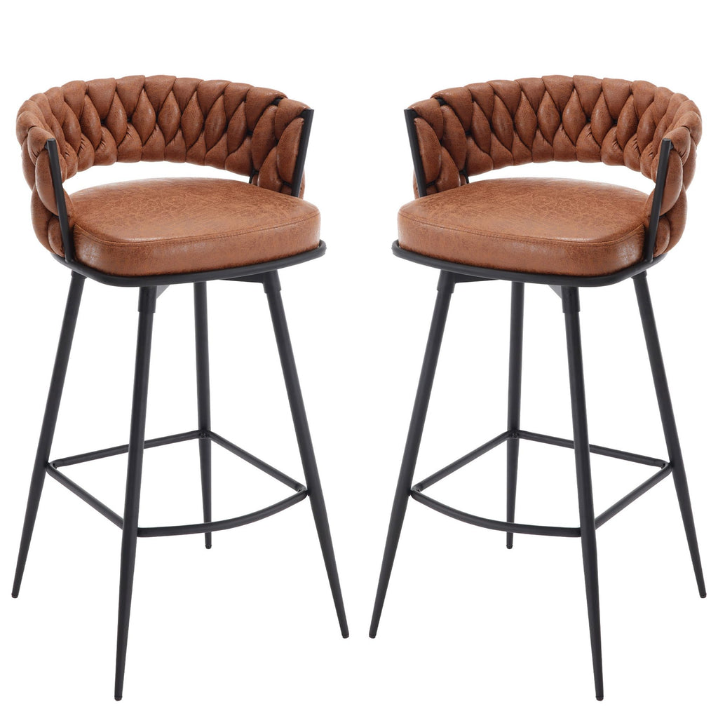 Counter Height Bar Stools Set of 2, 26 inch, Swivel Woven Back with Fo ...