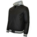 FORMAKER MEN'S HOODED VARSITY JACKET W/ DETACHABLE HOOD - SIZE: XL - BLACK/BLACK - Like New