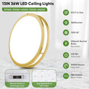 TOBUSA 13" LED Flush Mount Ceiling Light, Gold Kitch Fixture 5 Color Temp - Like New