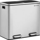 SONGMICS Trash Can, 2 x 6.3-Gallon (2 x 24L) Dual Garbage Can LTB48NL - Silver Like New