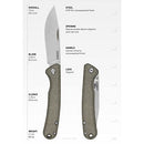 KERSHAW FEDERALIST FOLDING POCKET KNIFE 3.25" CPM 154 STAINLESS STEEL - GREEN - Like New