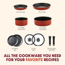 T-FAL INGENIO NONSTICK COOKWARE SET 10 PIECE INDUCTION - RED - Like New