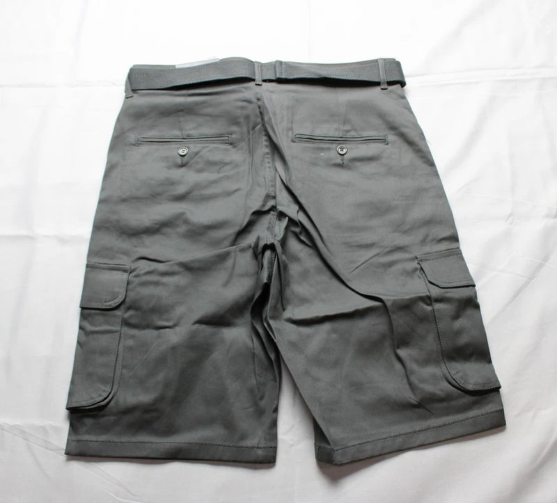 RUGGED TRAIL MEN'S CARGO 4-WAY STRETCH BELTED SHORTS - SIZE: MEN 34 - GRAY - Like New