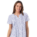 ARIA WOMEN’S SHORT SLEEVE SPLIT NECK HENLEY NIGHTGOWN SIZE: 3X BRIGHT WHITE LEAF - Brand New
