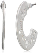 The SAK Pierced C Hoop Earrings, Silver, One Size - Brand New