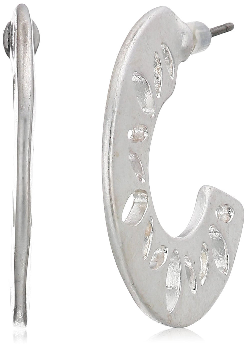 The SAK Pierced C Hoop Earrings, Silver, One Size - Brand New