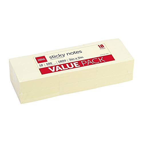 OFFICE DEPOT BRAND STICKY NOTES 3" X 3" 100 SHEETS PER PAD 18 PADS - NEW - Brand New