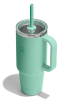 HYDRO FLASK TUMBLER WITH HANDLE CLEAR LID STRAW STAINLESS STEEL -MERMAID GREEN - Like New