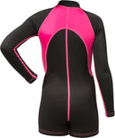 Cressi Kids Swimsuit Long Sleeve One Piece Swimsuits, Black/Pink, M - Brand New