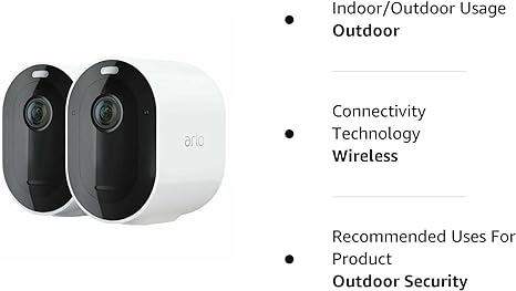 Arlo VMC2230-100NAR Essential Spotlight Wireless Camera 2 Pack 1080p - White Like New