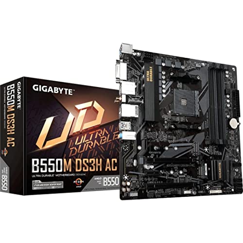 GIGABYTE B550M DS3H AC Micro ATX Dual M.2 SATA 6Gb/s HMDI - BLACK - Like New