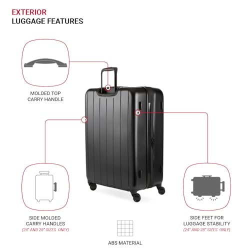 SWISSGEAR WANDERLUST LUGGAGE SPINNER 3-PIECE SET (20/24/28) 8092 - BLACK - Brand New