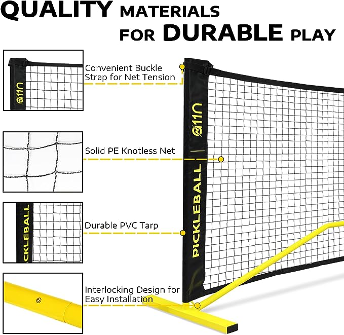 A11N Pickleball Net System All Weather Conditions Metal Frame - BLACK/YELLOW Like New
