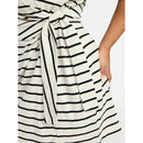 TERRA & SKY PLUS FRONT TWIST DRESS SHORT SLEEVE SIZE 4X - PAPYRUS BEIGE STRIPE - Brand New