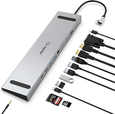 TOTU Docking Station 13 in 1 USB C Docking Station Dual 4K HDMI TT-DC005 - GREY - Like New