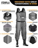 FOXELLI CHEST WADERS, 4MM NEOPRENE HUNTING & FISHING WADERS MEN 7 - GRAY - Like New