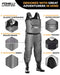 FOXELLI CHEST WADERS, 4MM NEOPRENE HUNTING & FISHING WADERS MEN 7 - GRAY - Like New