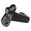 BIRKENSTOCK MEN'S GIZEH BIG BUCKLE SANDAL NARROW MEN 10N SILVER BUCKLE - BLACK - Like New