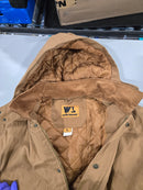 WELLS LAMONT HEAVY-DUTY HOODED JACKET INTERIOR POCKETS - SIZE: MEN L - BROWN - Like New