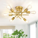 TOBUSA 6-Light Gold Semi Flush Mount Ceiling Light Fixture, Modern Industrial - Brand New