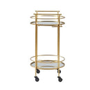 Linon Round Metal and Mirror Bar Cart B01IUKNBX4 - Gold - Brand New