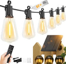 BRIGHTOWN 52FT SOLAR STRING LIGHTS OUTDOOR, 15+2 LED BULBS - BLACK - Like New