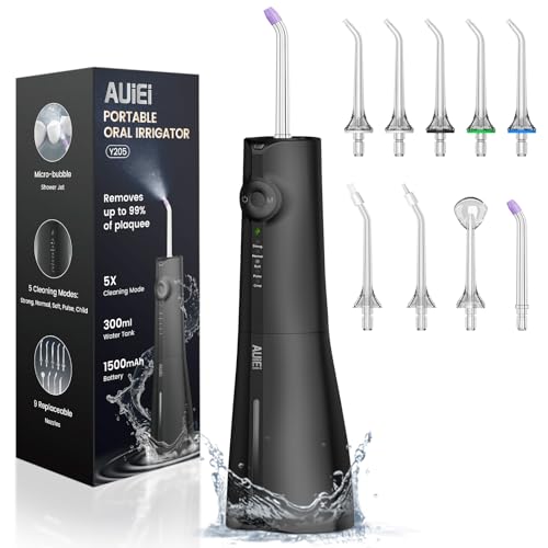 AUIEI-Teeth Pick Cordless Oral Irrigator 300ML 5 Modes Water Flosser - Black Like New