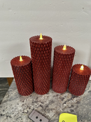 Home Reflections Flameless Candles Diamond Glitter Pillars - Set of 4 - Red Like New