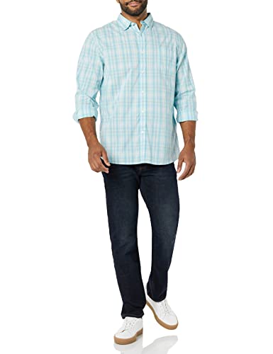 AMAZON ESSENTIALS MEN LONG-SLEEVE SLIM-FIT STRETCH POPLIN SHIRT MEN XL - BLUE - Brand New