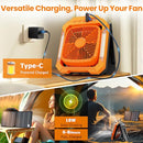 QARDOZ 26800MAH PORTABLE FAN RECHARGEABLE, LED LANTERN,3 SPEED,TIMER,ORANGE - Like New