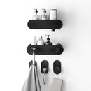 ZENNA HOME ADHESIVE SHOWER CADDY BASKETS AND HOOKS SET - MATTE BLACK - Like New