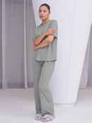 TALMONT WOMEN'S PAJAMA SET SHORT SLEEVE 2 PIECE OUTFITS LOUNGE SET - 3XL - GRAY - Brand New