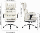 EFOMAO BIG & TALL OFFICE CHAIR PU LEATHER DESK CHAIR WITH FOOTREST - WHITE - Like New