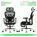 SYNORLA ERGONOMIC OFFICE CHAIR FOOTREST MESH DESK CHAIR 135° RECLINE - BLACK - Like New