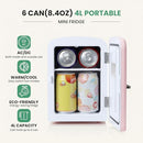YSSOA 4L Mini Fridge with Observation Window Warmer Cooler Six 12oz Cans - Pink - Brand New