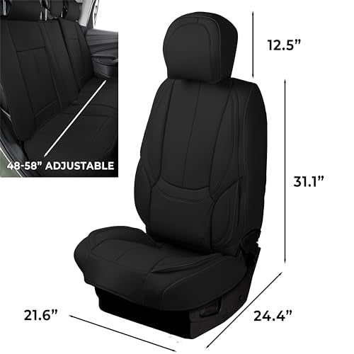 Zone Tech Full Set of 5 Seat Covers for Cars Waterproof Nappa Leather - Black - Brand New