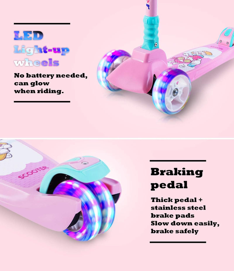 SULIVES 3 WHEEL SCOOTER FOR KIDS AGES 2-12 HEIGHT ADJUSTABLE CUBISM / MODERN ART - Like New