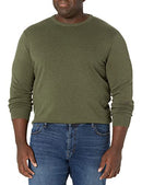 AMAZON ESSENTIALS MENS LONG-SLEEVE SWEATER, 100% COTTON, MEN XS, OLIVE HEATHER - Brand New