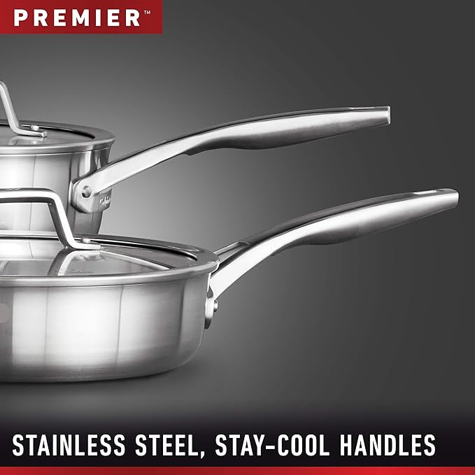 Calphalon Premier Stainless Steel 13-Piece Set 2052666 - Silver Like New