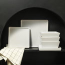 Stone Lain Grace Square Stoneware Dinnerware Set 12 Piece Servicer - White - Like New