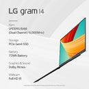 LG gram 14" 1920x1200 FHD i7-1360P 32GB 1TB SSD 14Z90R-K.ADB9U1 - Black Like New