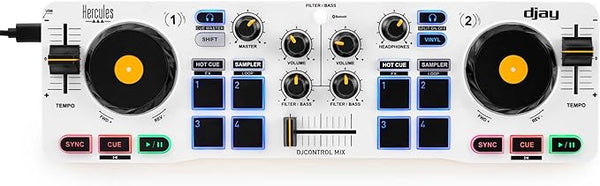 Hercules DJControl Mix – Bluetooth Wireless DJ Controller – dJay app – 2 Decks - Like New