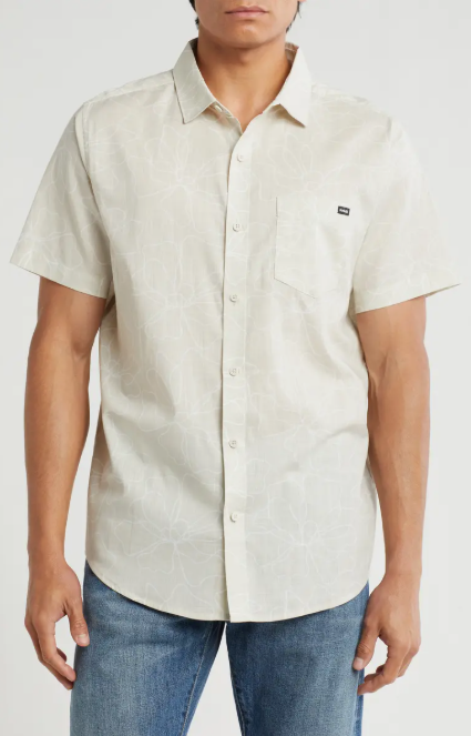 HURLEY CARYOTA PRINT WOVEN SHIRT- SHORT SLEEVE-SIZE:XL - BONE - Brand New