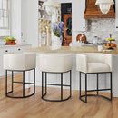 Counter Height Bar Stool Modern Stools BARREL Backrest Armrest Faux Leather - Like New