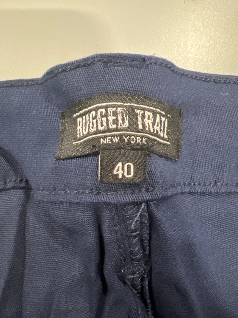 RUGGED TRAIL MEN'S SLIM FIT STRETCH BELTED CARGO SHORTS - SIZE: MEN 40 - NAVY - Brand New