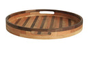 MUYOCUN 22 Inch Black Walnut Wood Ottoman Tray with Handles, Legs - Brand New