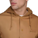 CHAMPION MEN LIGHTWEIGHT VARSITY JACKET WITH JERSEY HOOD SIZE L TOBACCO - Brand New