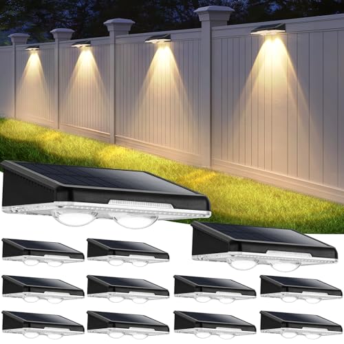 BRIGHTEVER SOLAR FENCE LIGHTS OUTDOOR 12-PACK LED SOLAR POWERED DECK - WHITE - Like New